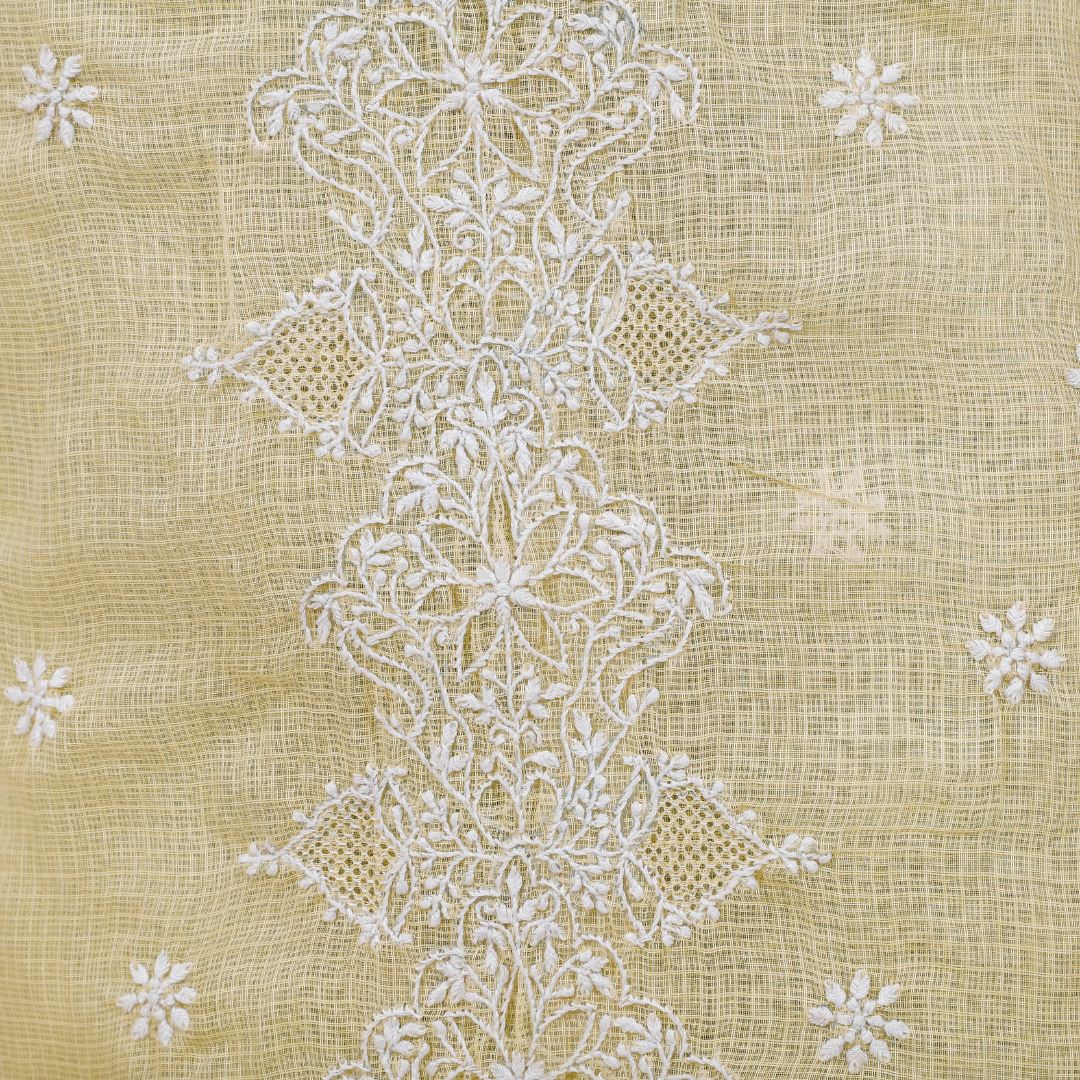 Beige Cotton Lace Fabric, Embroidered Lace Fabric, cotton fabric